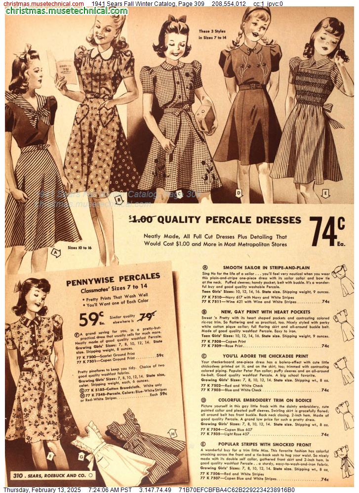 1941 Sears Fall Winter Catalog, Page 309