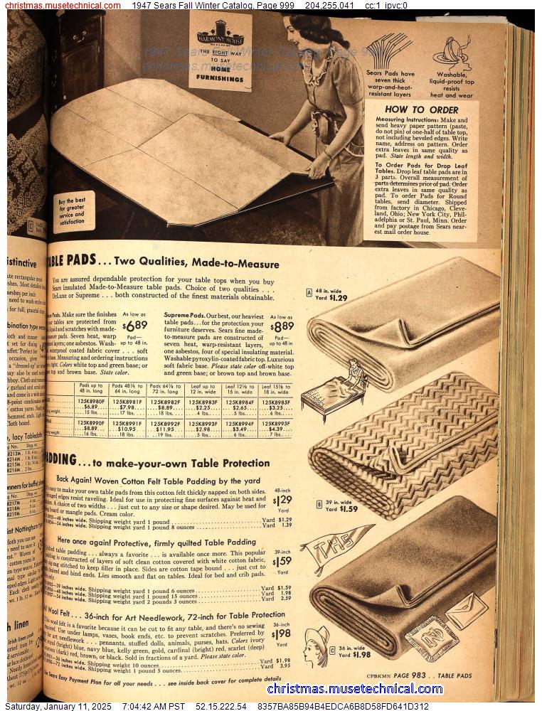 1947 Sears Fall Winter Catalog, Page 999