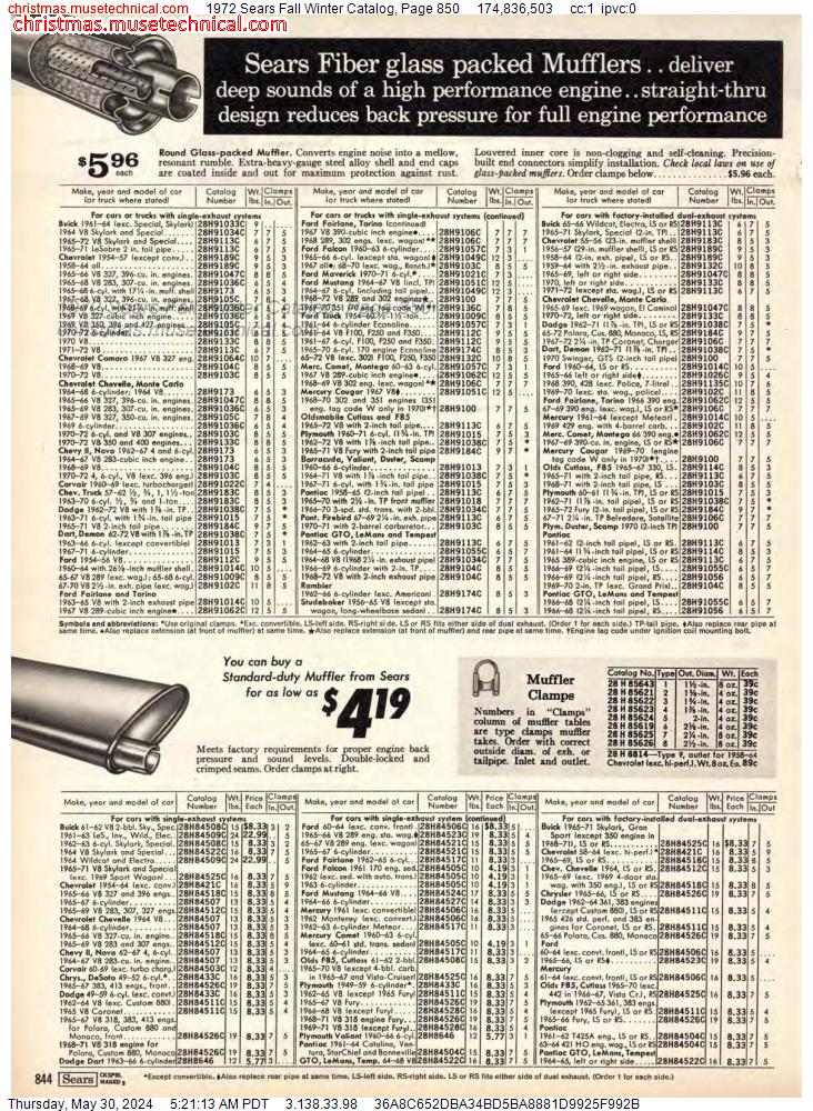 1972 Sears Fall Winter Catalog, Page 850