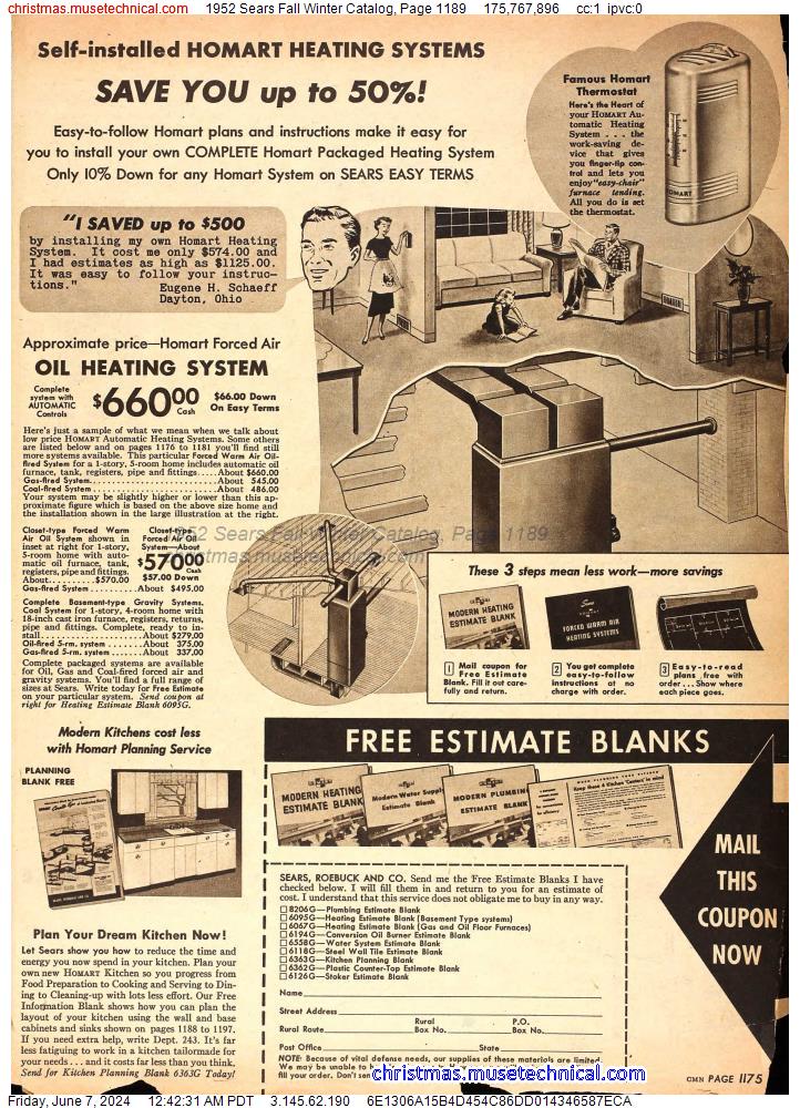 1952 Sears Fall Winter Catalog, Page 1189