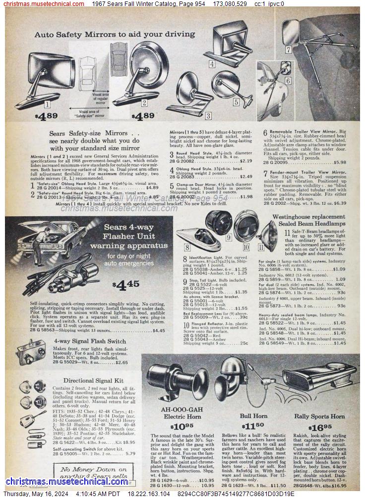 1967 Sears Fall Winter Catalog, Page 954