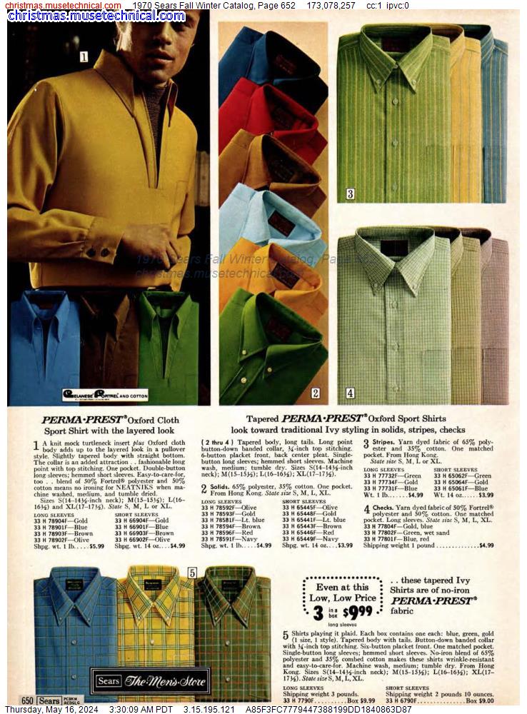 1970 Sears Fall Winter Catalog, Page 652