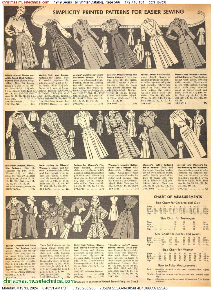 1949 Sears Fall Winter Catalog, Page 566