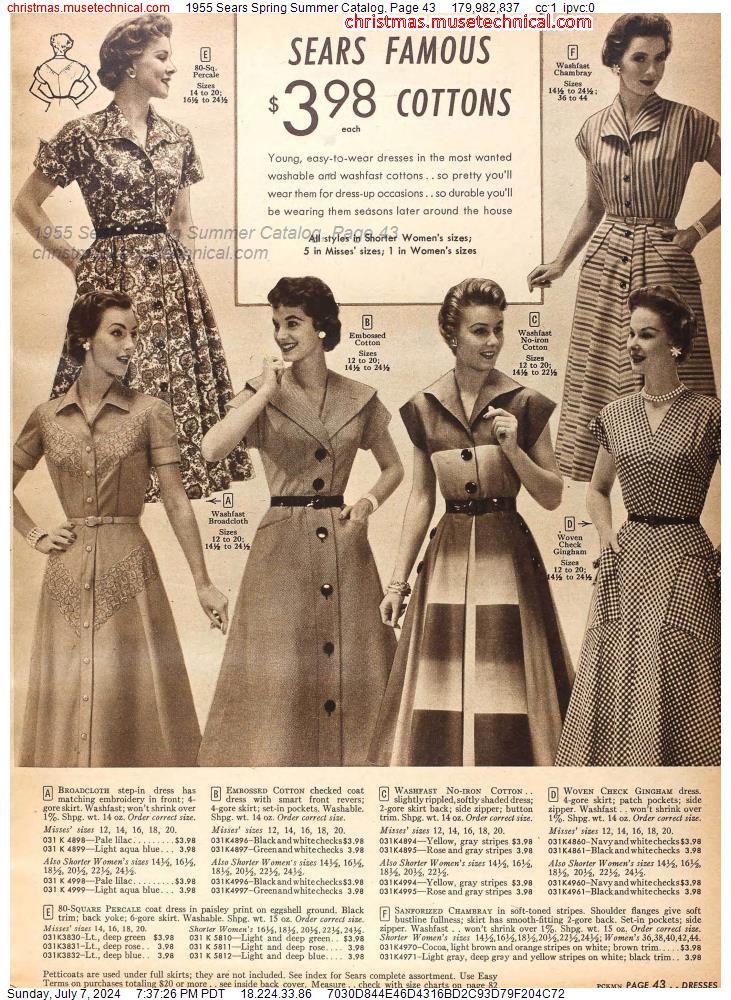 1955 Sears Spring Summer Catalog, Page 43