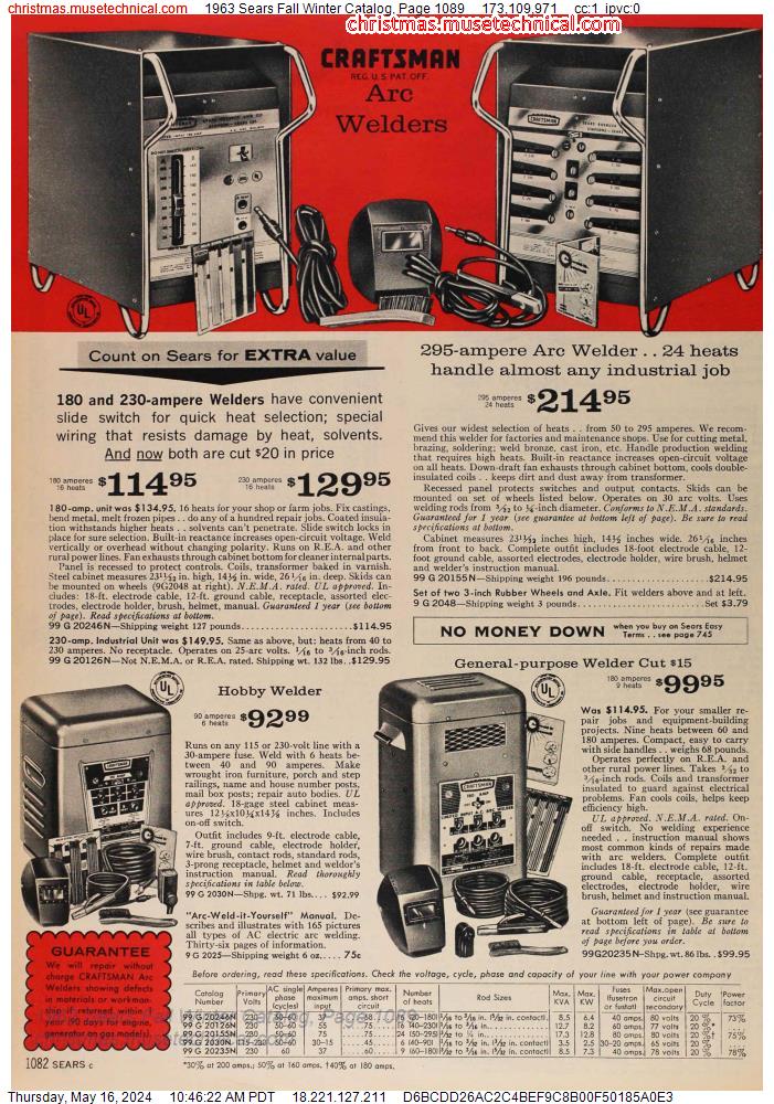 1963 Sears Fall Winter Catalog, Page 1089