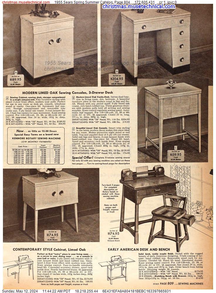 1955 Sears Spring Summer Catalog, Page 804