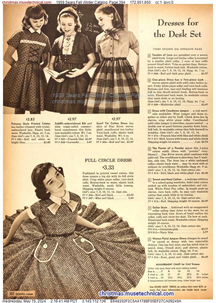 1959 Sears Fall Winter Catalog, Page 394