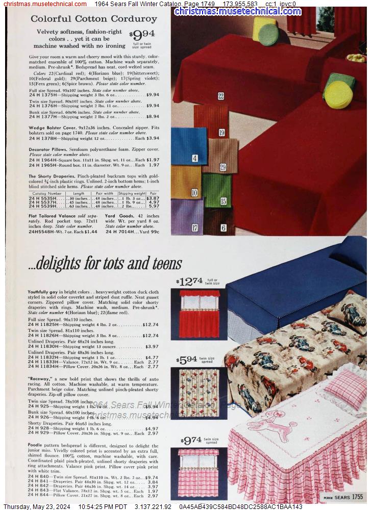 1964 Sears Fall Winter Catalog, Page 1749