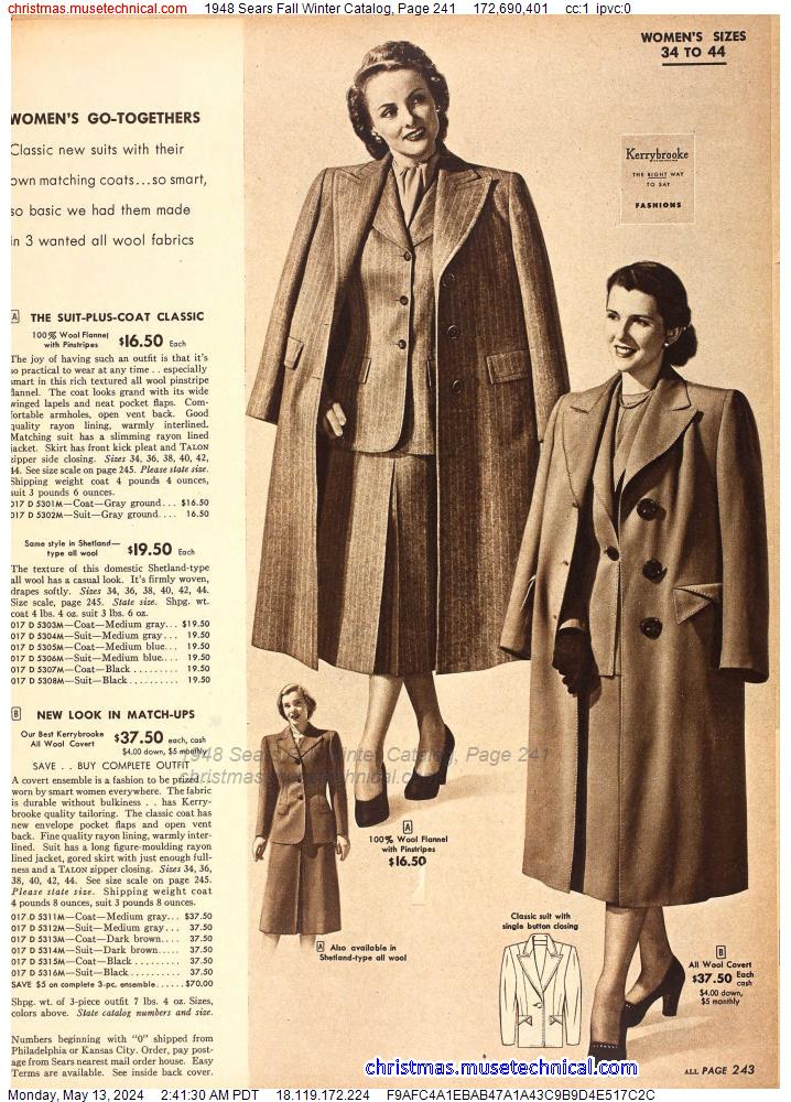 1948 Sears Fall Winter Catalog, Page 241