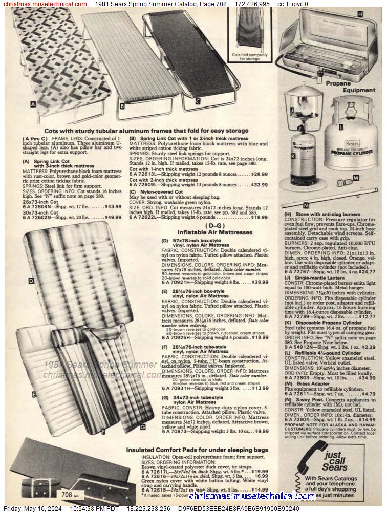 1981 Sears Spring Summer Catalog, Page 708