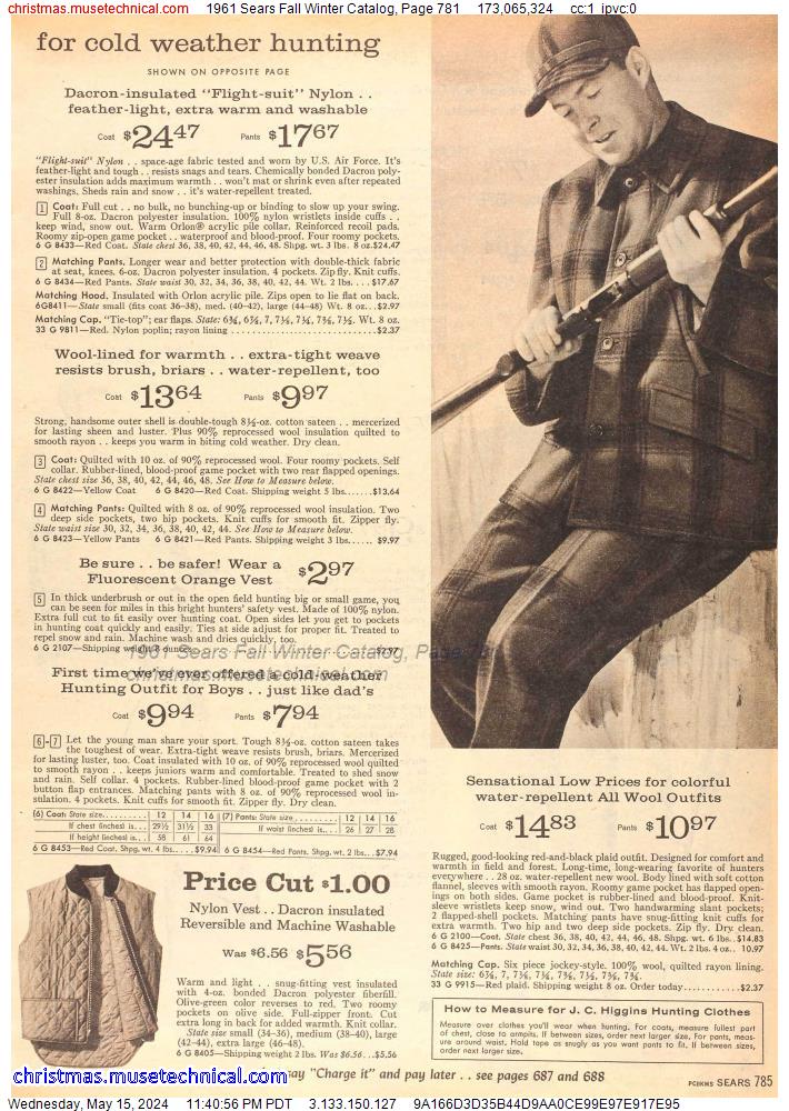 1961 Sears Fall Winter Catalog, Page 781