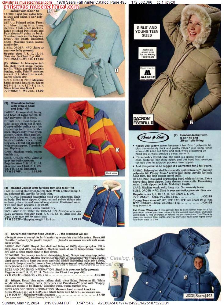 1978 Sears Fall Winter Catalog, Page 495