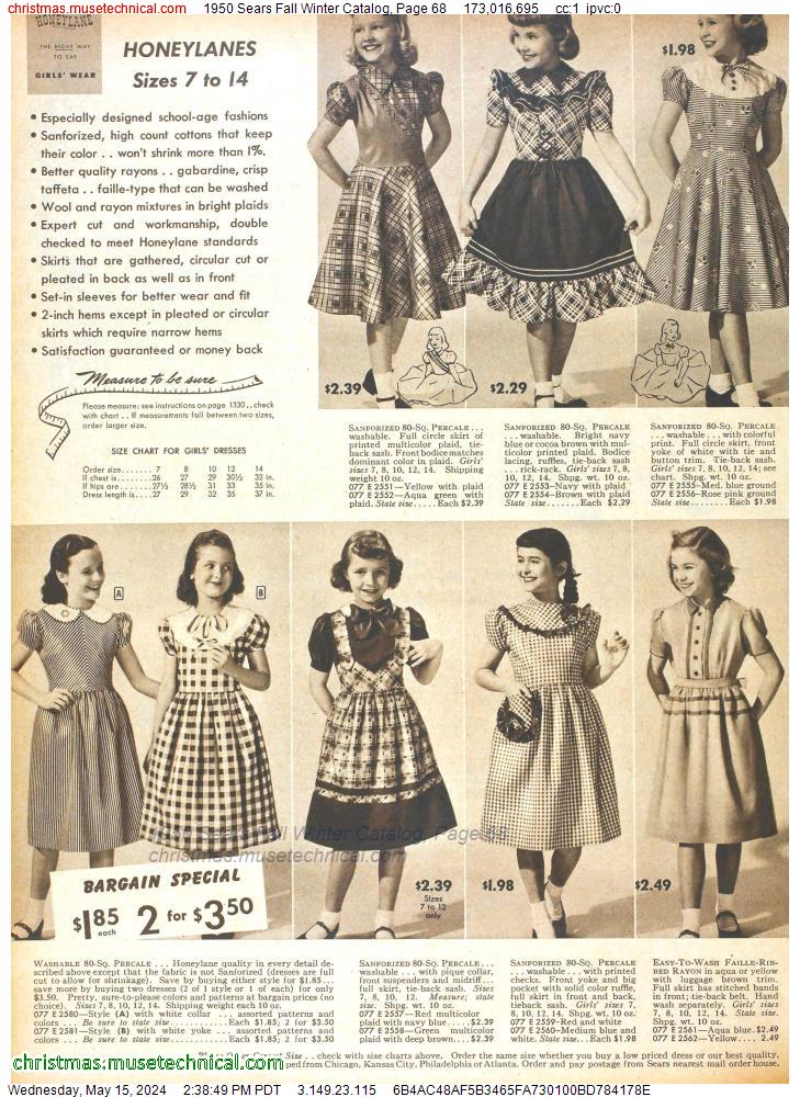 1950 Sears Fall Winter Catalog, Page 68