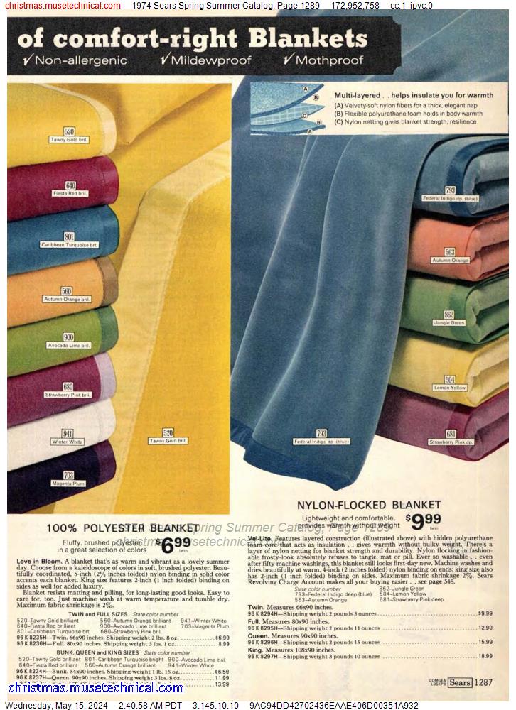 1974 Sears Spring Summer Catalog, Page 1289