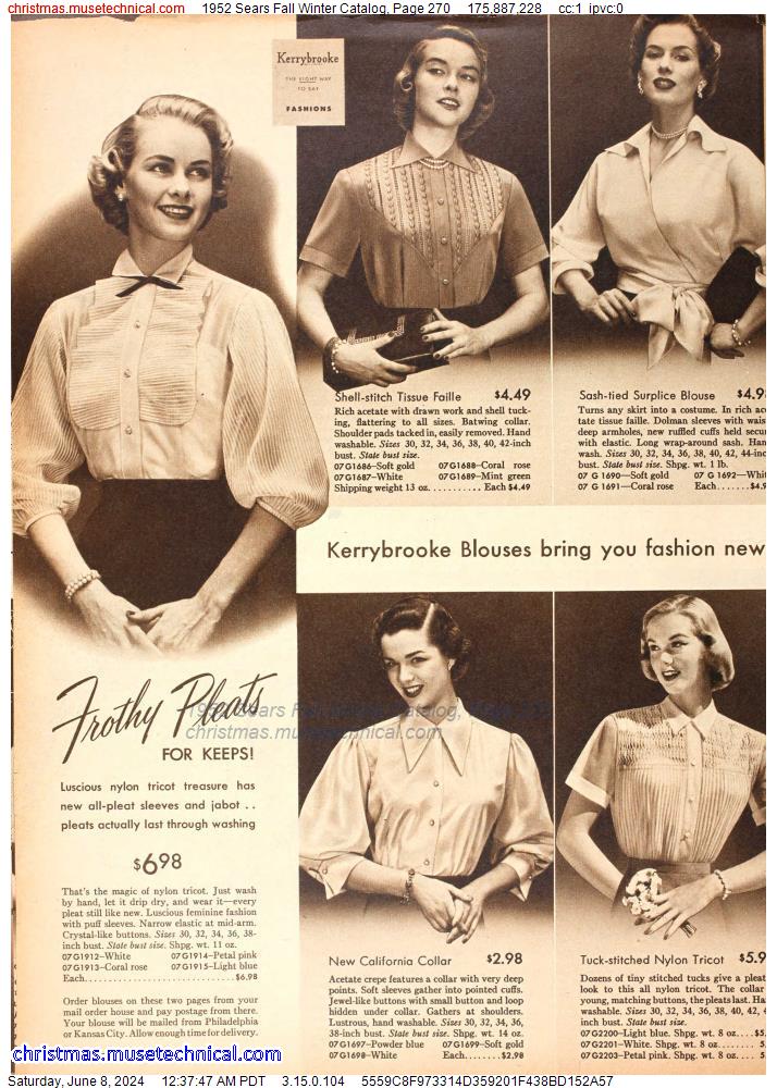 1952 Sears Fall Winter Catalog, Page 270