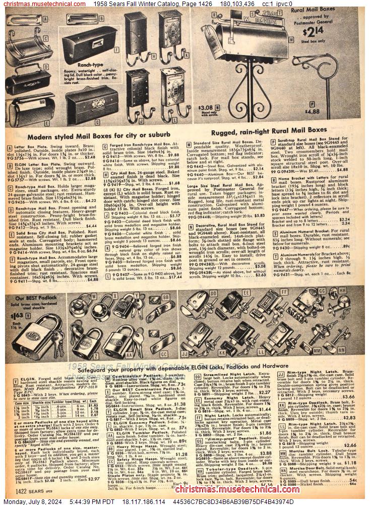 1958 Sears Fall Winter Catalog, Page 1426