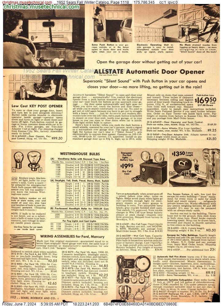 1952 Sears Fall Winter Catalog, Page 1118