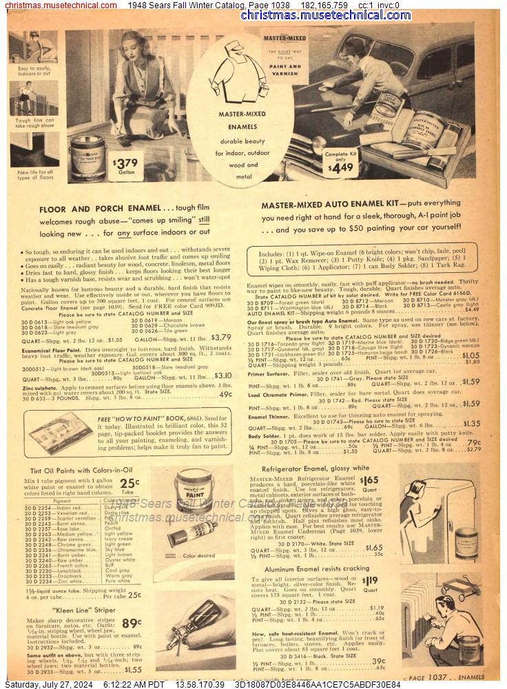 1948 Sears Fall Winter Catalog, Page 1038