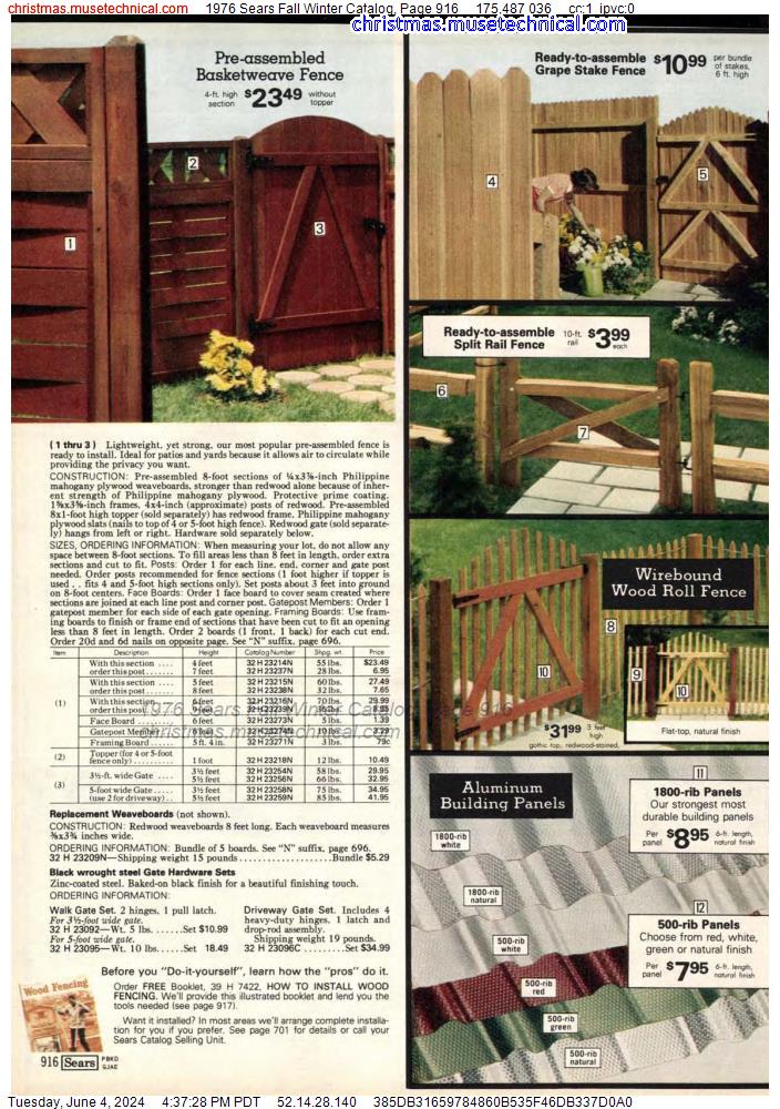 1976 Sears Fall Winter Catalog, Page 916