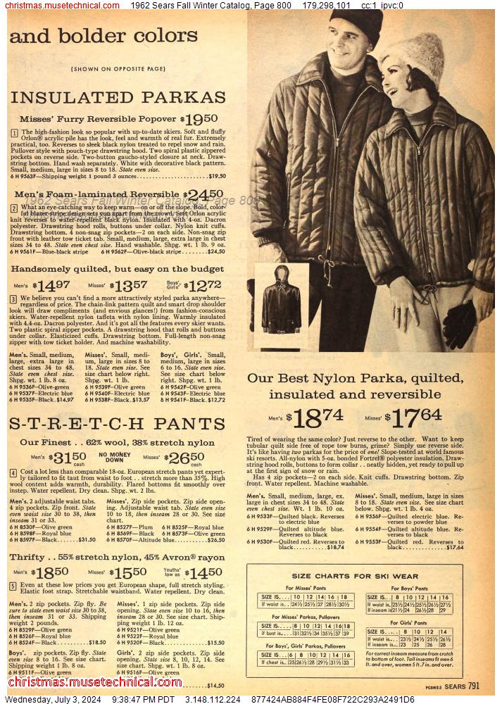 1962 Sears Fall Winter Catalog, Page 800