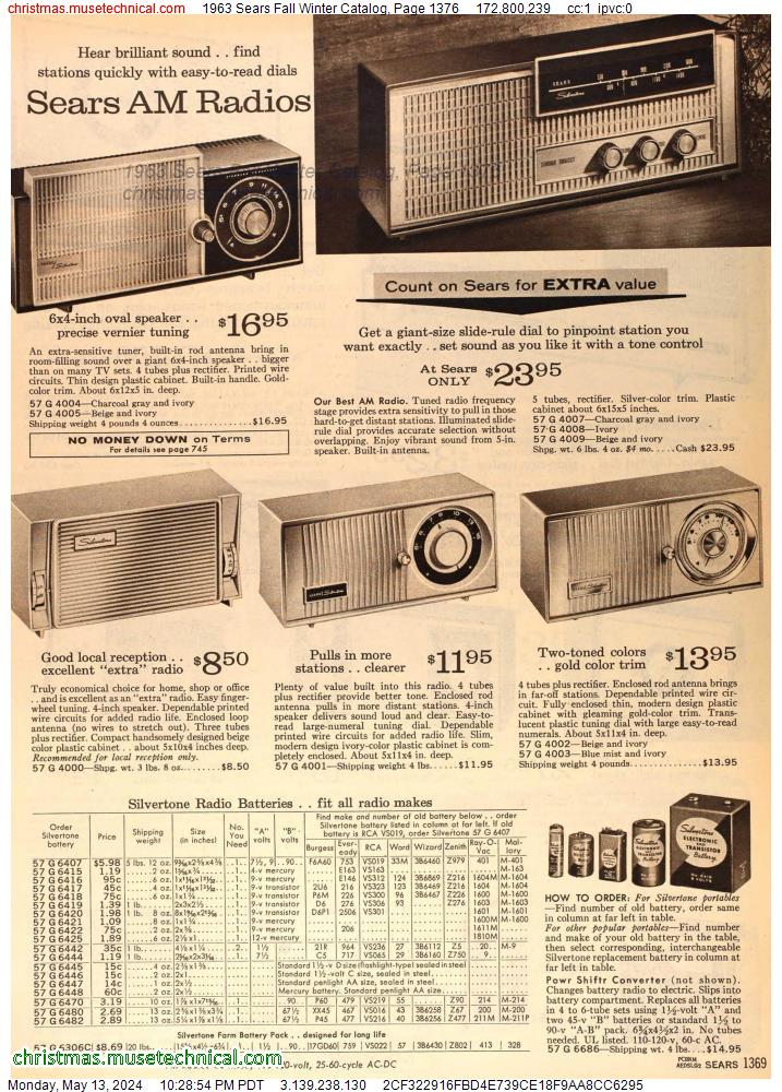 1963 Sears Fall Winter Catalog, Page 1376