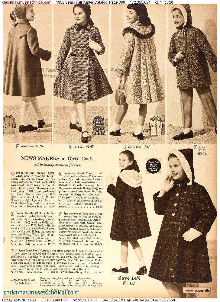 1958 Sears Fall Winter Catalog, Page 369