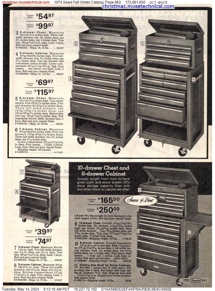 1974 Sears Fall Winter Catalog, Page 863