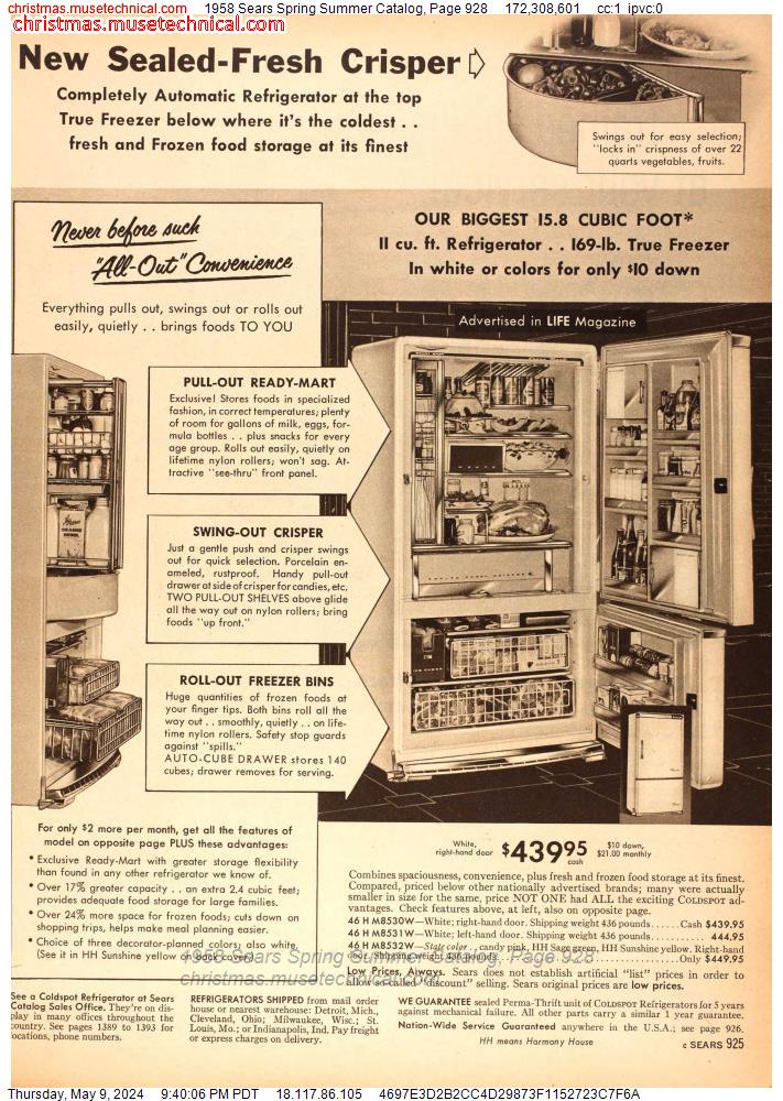 1958 Sears Spring Summer Catalog, Page 928