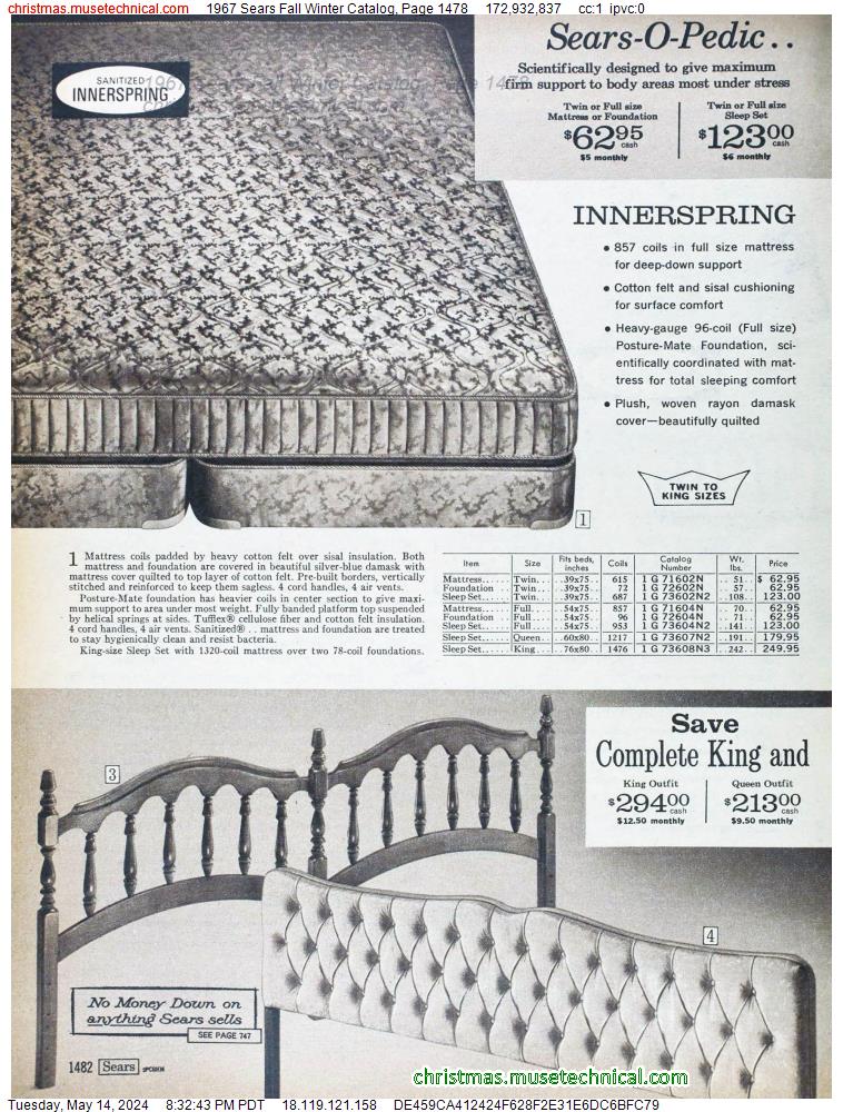 1967 Sears Fall Winter Catalog, Page 1478