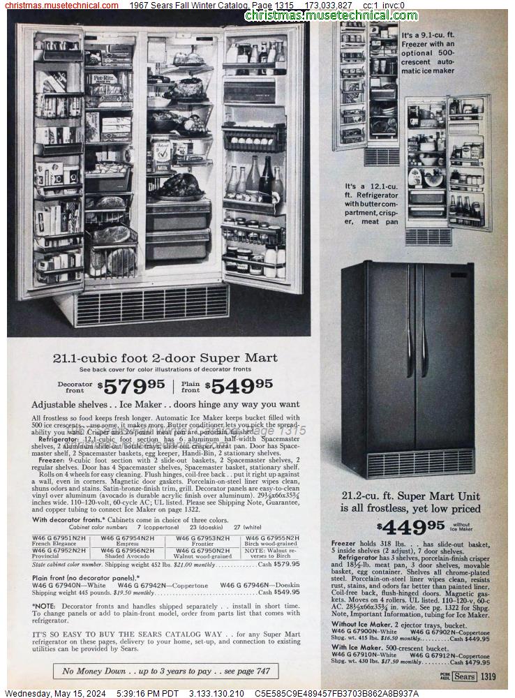 1967 Sears Fall Winter Catalog, Page 1315