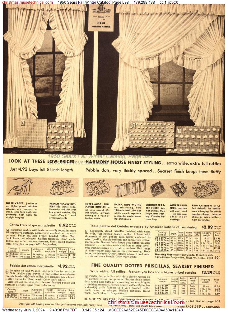 1950 Sears Fall Winter Catalog, Page 598