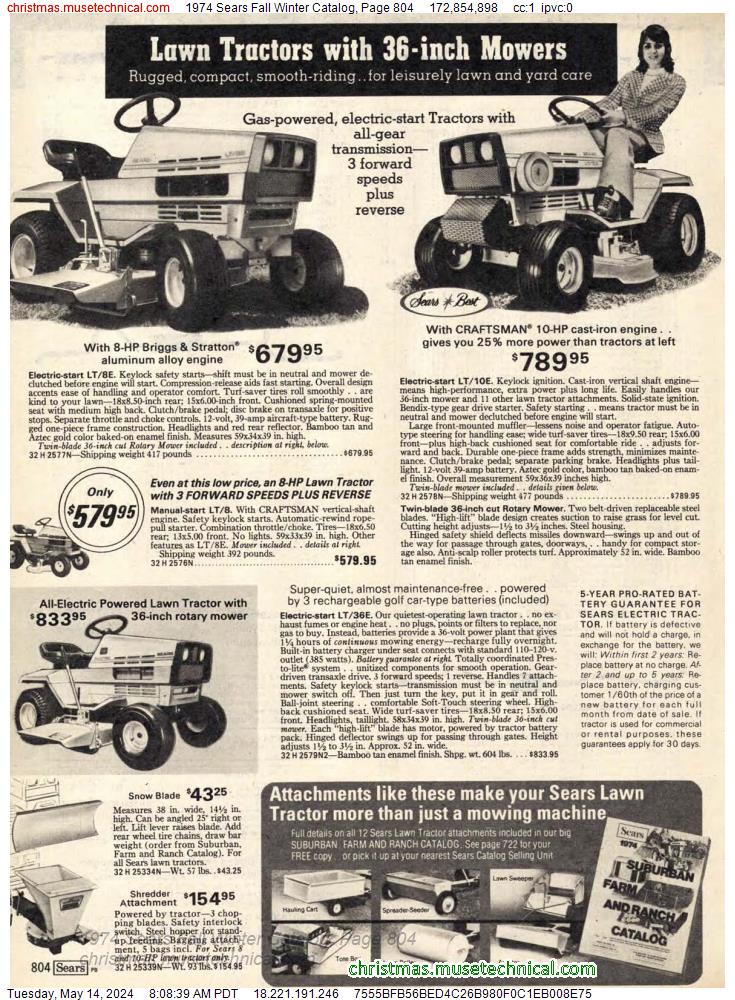 1974 Sears Fall Winter Catalog, Page 804