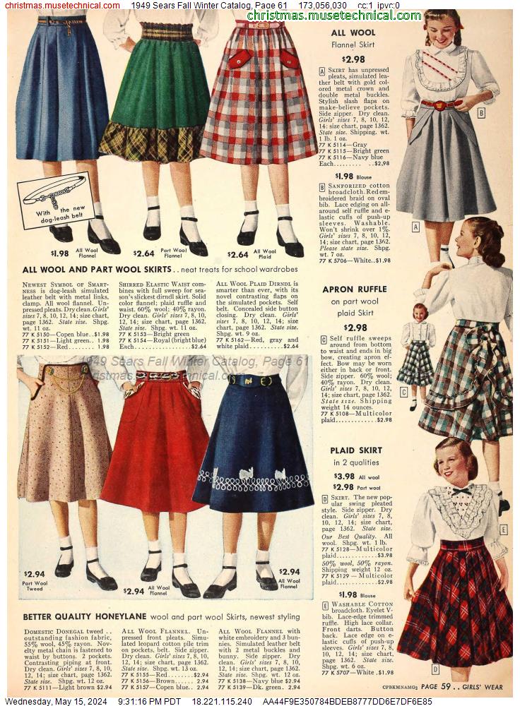 1949 Sears Fall Winter Catalog, Page 61