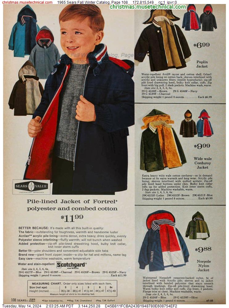 1965 Sears Fall Winter Catalog, Page 108