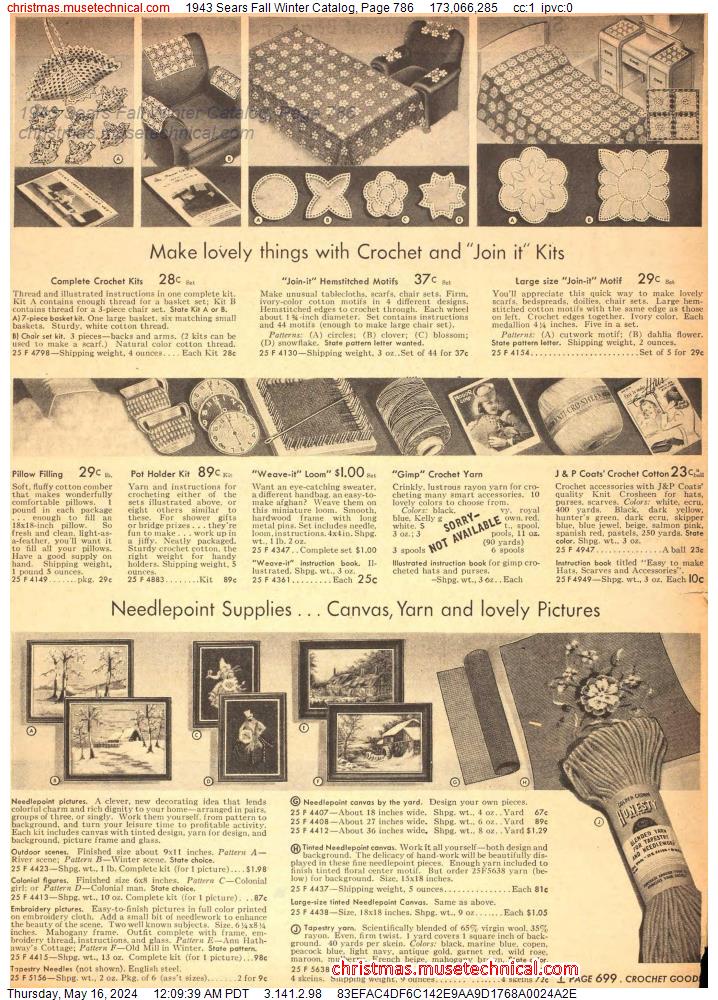 1943 Sears Fall Winter Catalog, Page 786