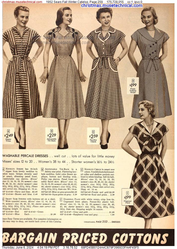 1952 Sears Fall Winter Catalog, Page 259