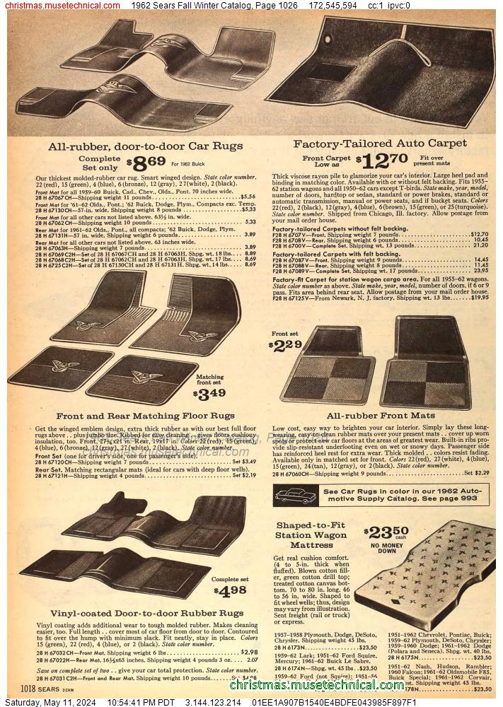 1962 Sears Fall Winter Catalog, Page 1026