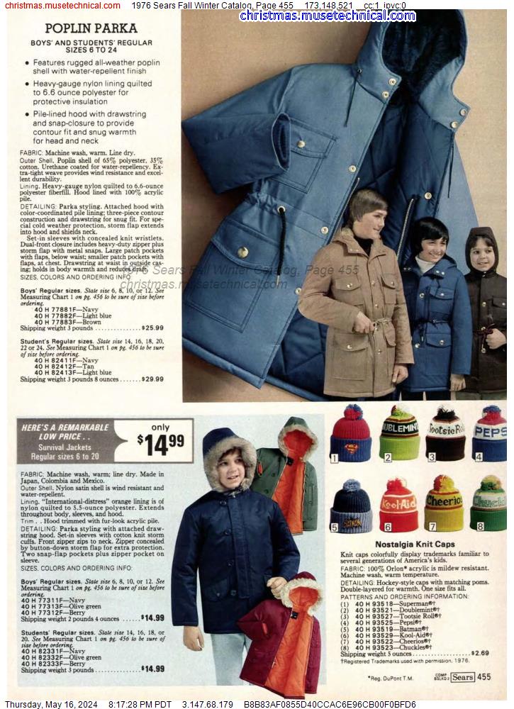 1976 Sears Fall Winter Catalog, Page 455