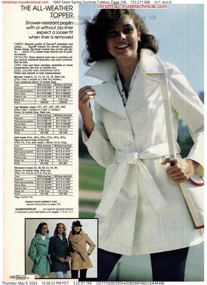 1980 Sears Spring Summer Catalog, Page 108