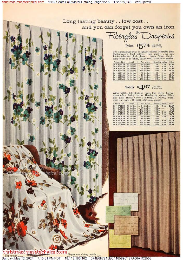 1962 Sears Fall Winter Catalog, Page 1516