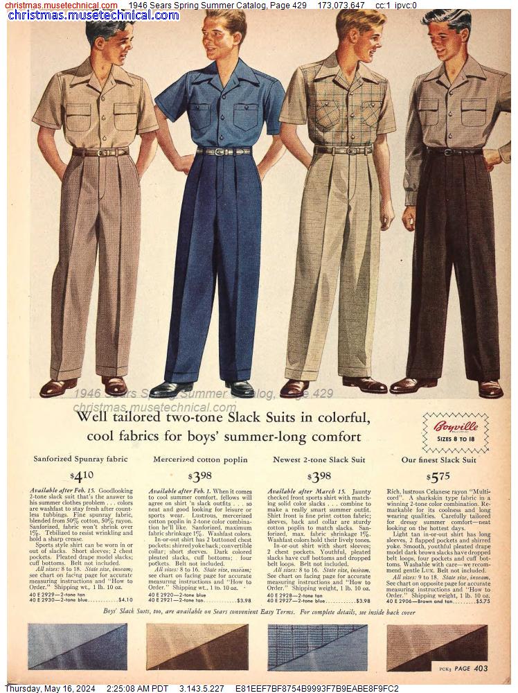 1946 Sears Spring Summer Catalog, Page 429
