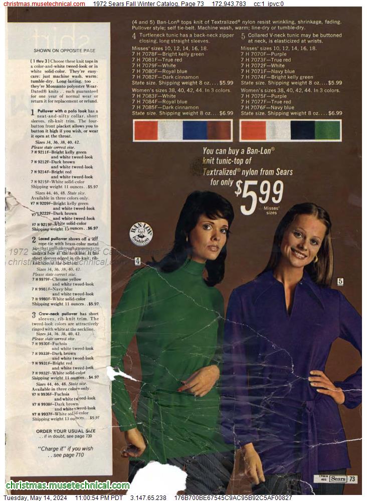 1972 Sears Fall Winter Catalog, Page 73