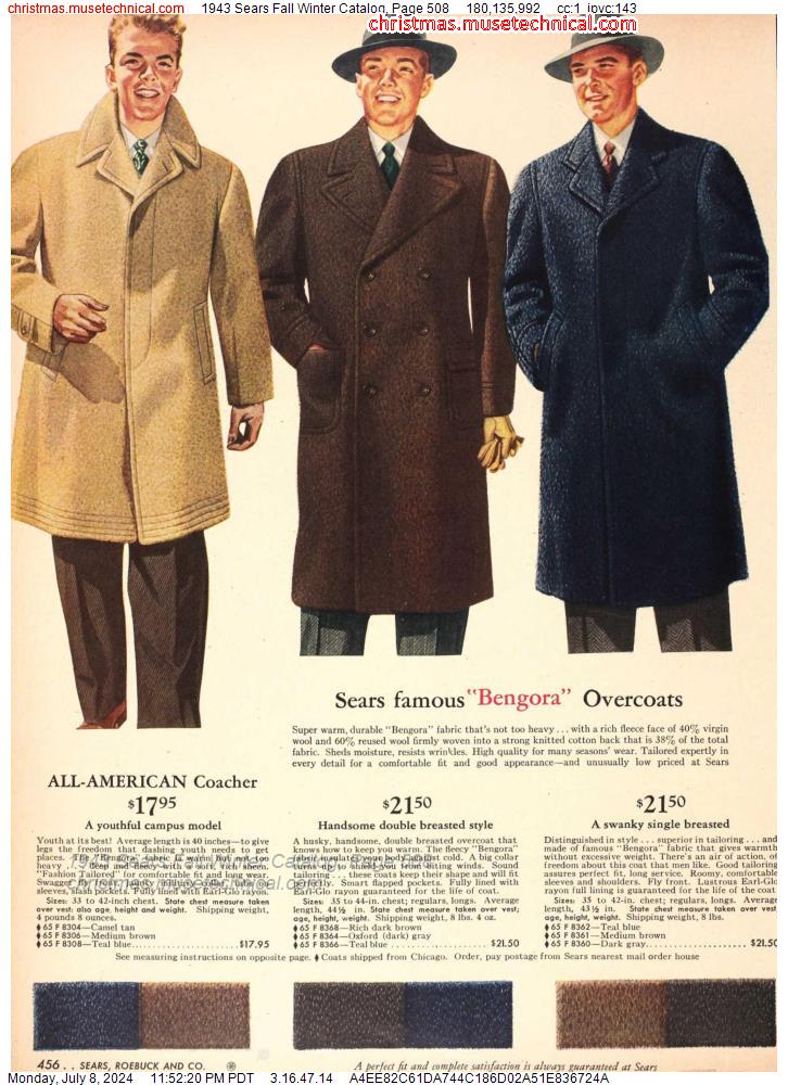 1943 Sears Fall Winter Catalog, Page 508