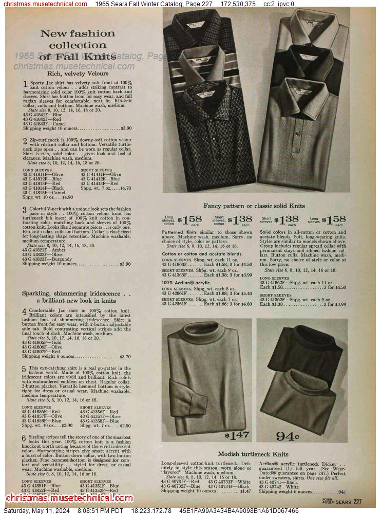 1965 Sears Fall Winter Catalog, Page 227