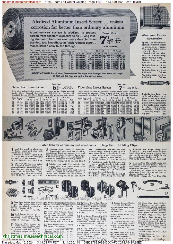 1964 Sears Fall Winter Catalog, Page 1100