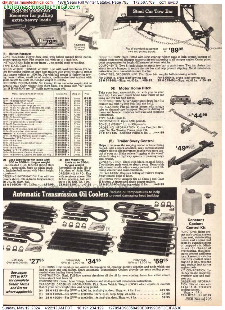 1976 Sears Fall Winter Catalog, Page 795