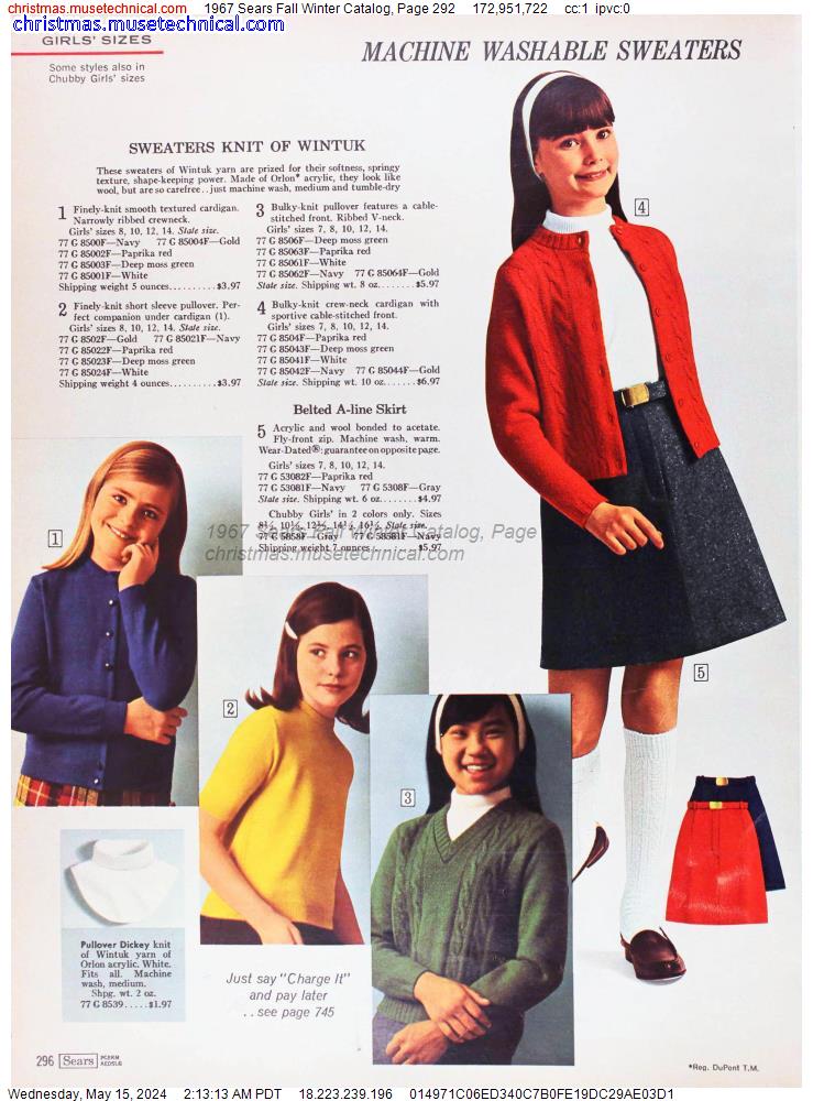 1967 Sears Fall Winter Catalog, Page 292