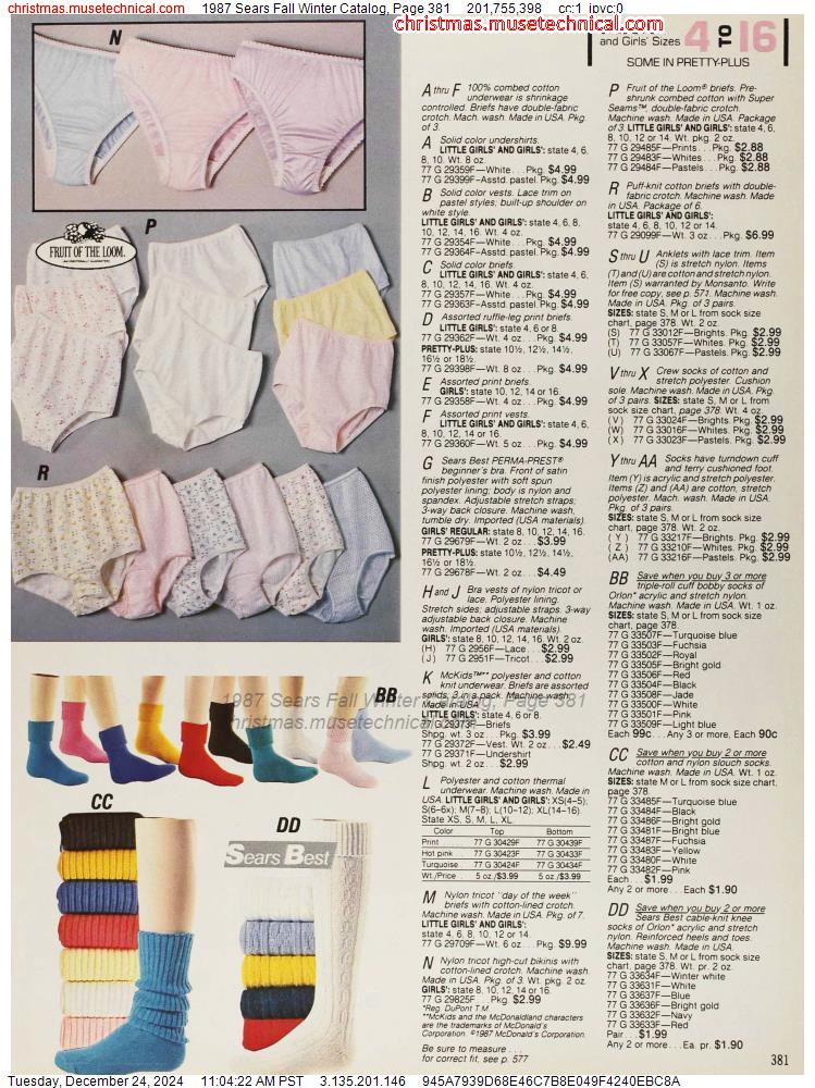 1987 Sears Fall Winter Catalog, Page 381