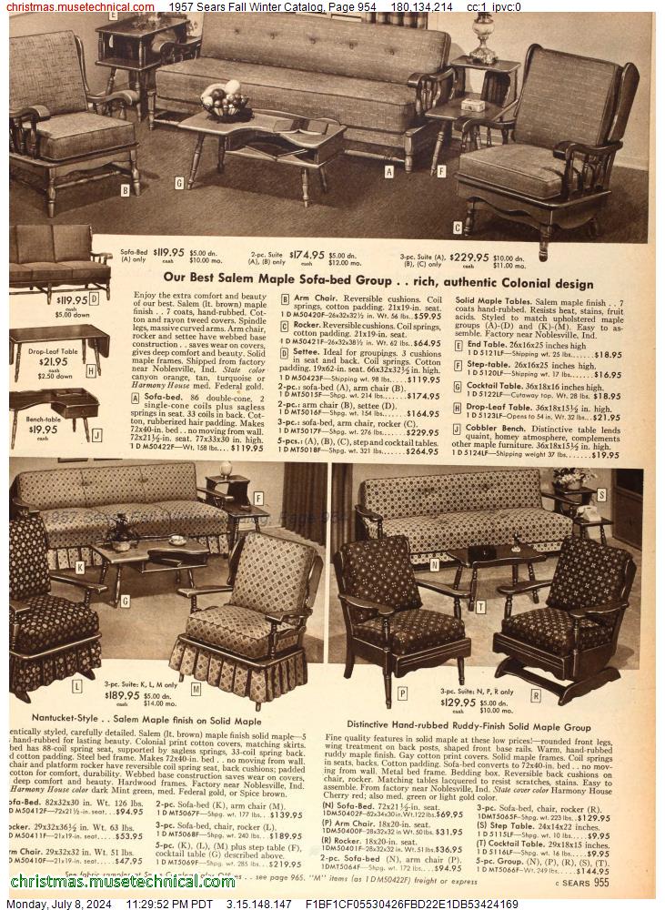 1957 Sears Fall Winter Catalog, Page 954