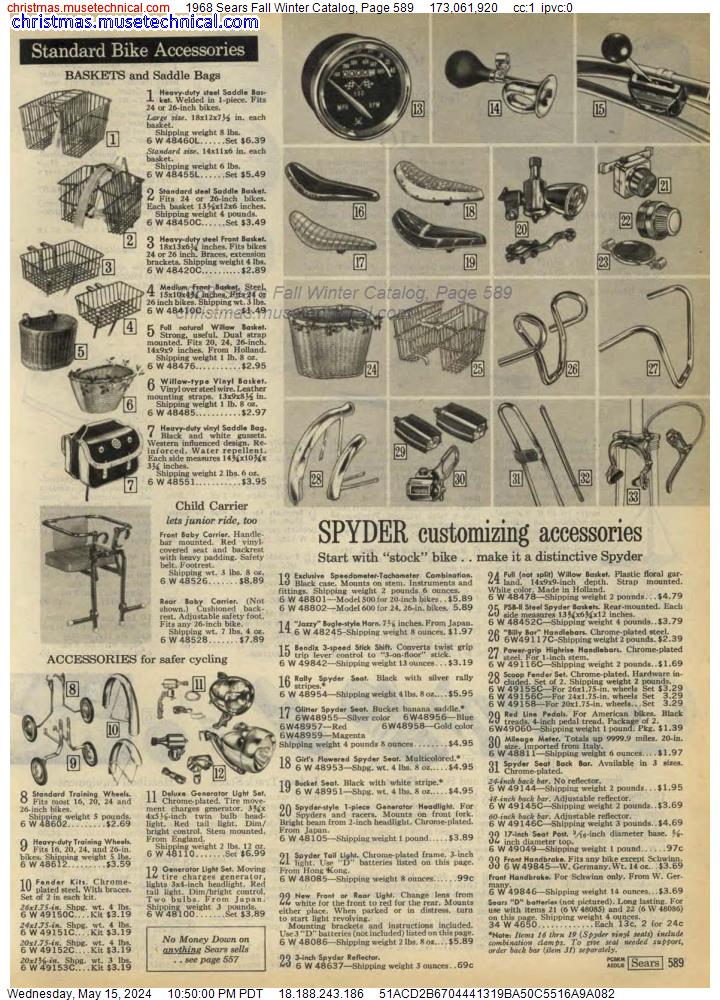 1968 Sears Fall Winter Catalog, Page 589